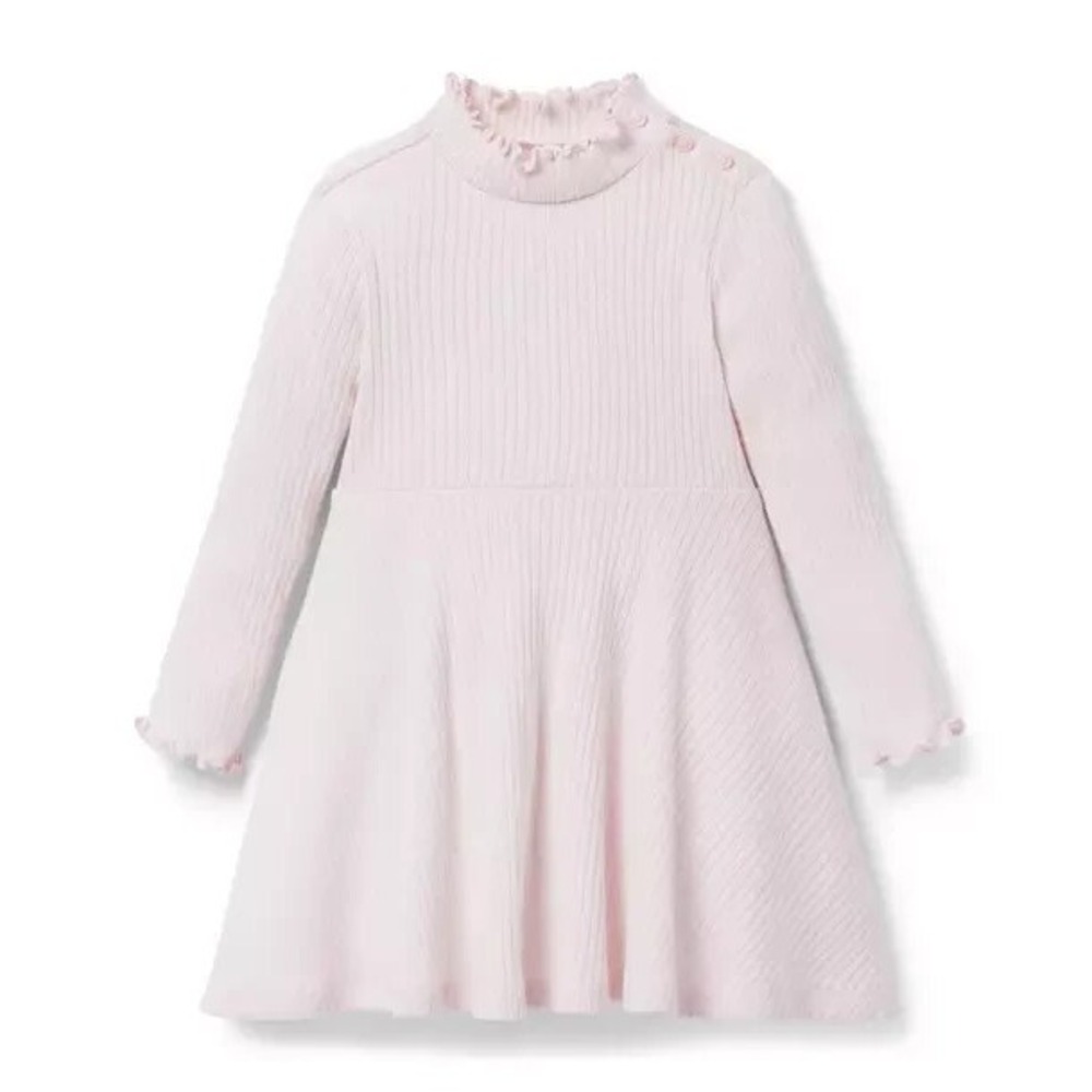 Janie and Jack Ribbed Ruffle Trim Dress‎ Girls Size 3